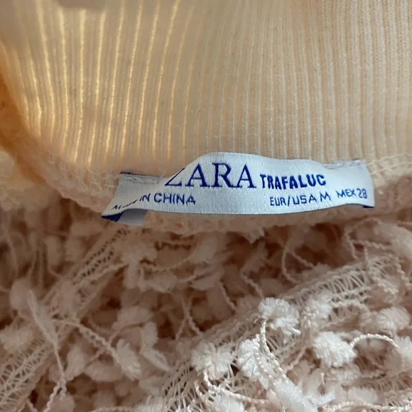 ZARA Crop Top Cream White Long Sleeve Textured Knit - Picture 6 of 6